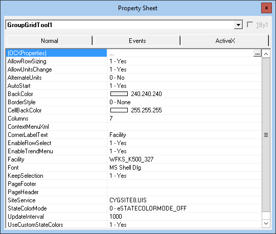Group Grid Tool Property Sheet